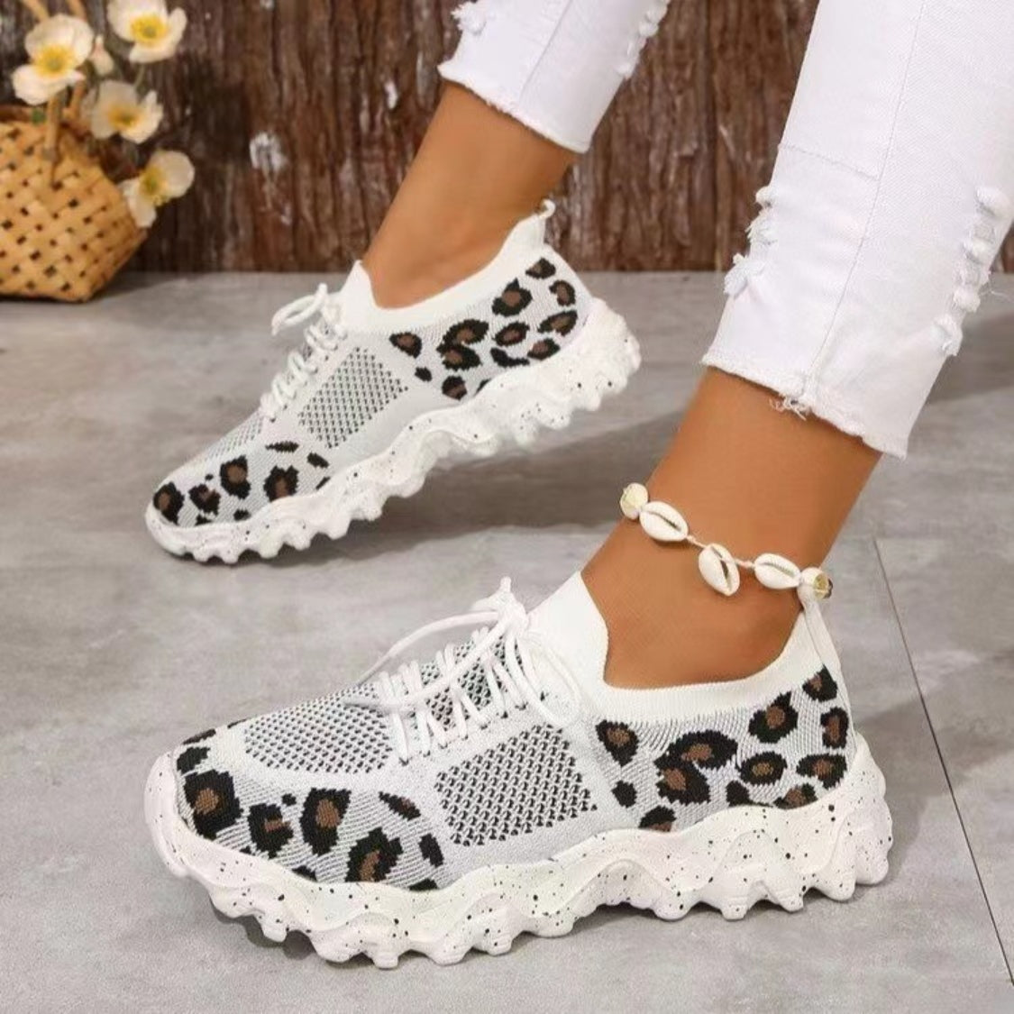 Leopard Mesh Round Toe Athletic - Damned Threads